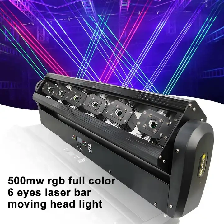 Moving Head Beam Laser 6 Heads Blue 500mw Laser Light Moving Bar