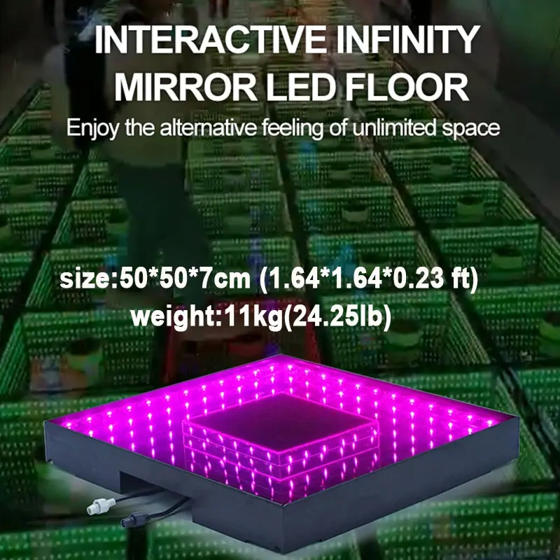 Monoblock tempered glass 3D mirror RGB panels Interactive led dance floor