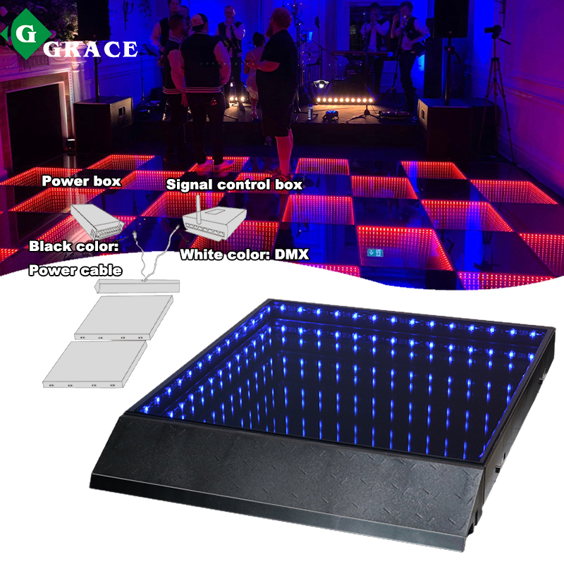 Igracelite Battery 3D Mirror Lighted Led Dance Floor For Wedding Party Stage