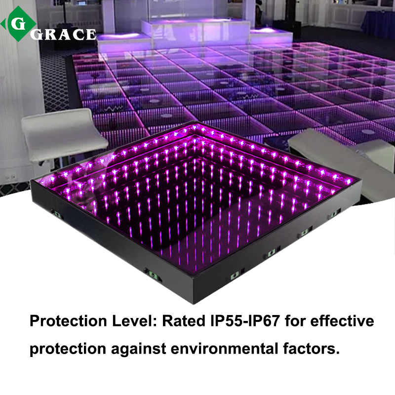 Igracelite Battery 3D Mirror Lighted Led Dance Floor For Wedding Party Stage