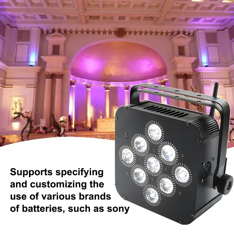 9*18w rgbwauv wifi wireless dmx remote control  battery powered led par