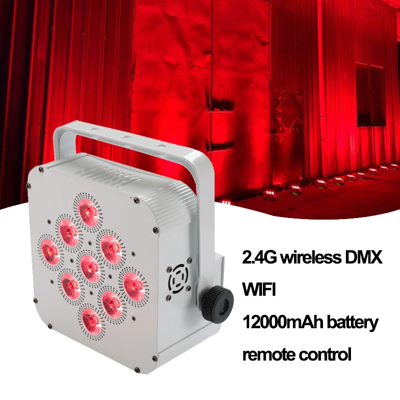 9*18w rgbwauv wifi wireless dmx remote control  battery powered led par