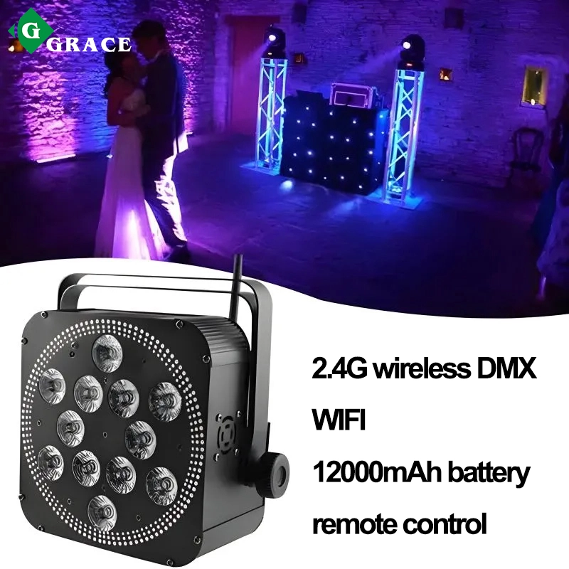 12*18w rgbwauv wireless battery Dmx led par lights