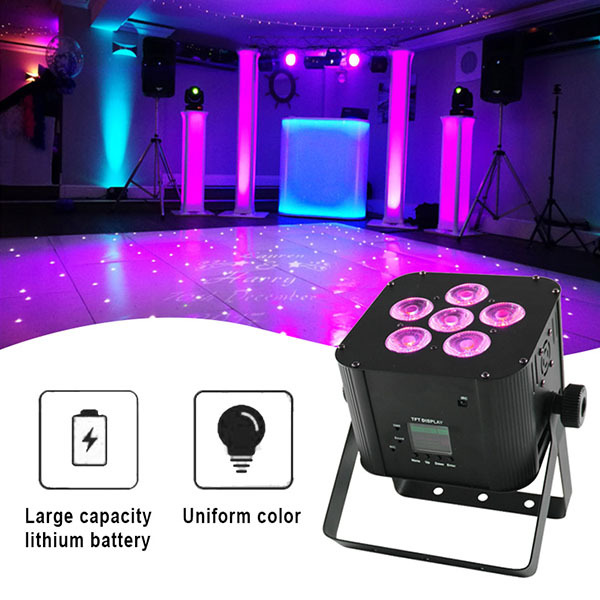 Free Shipping  6pcsx18W RGBWAUv 6in1 battery wireless DMX WiFi LED par light