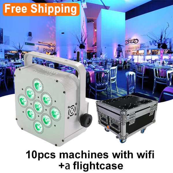 Free Shipping 12*18w rgbwauv wireless battery Dmx led par lights