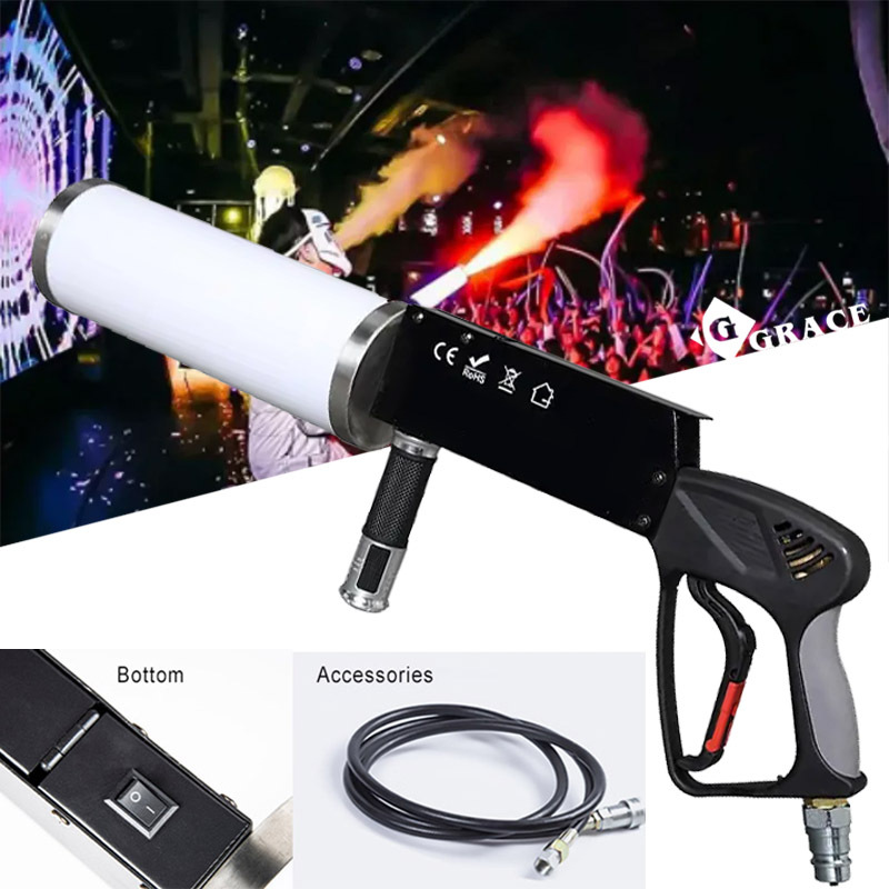 LED CO2 Gun for dj fogger CO2 Jet machine with rgb color changing handhold led co2 launcher flashlight