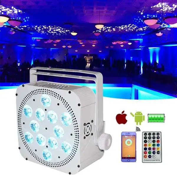 Free Shipping 12*18w rgbwauv wireless battery Dmx led par lights