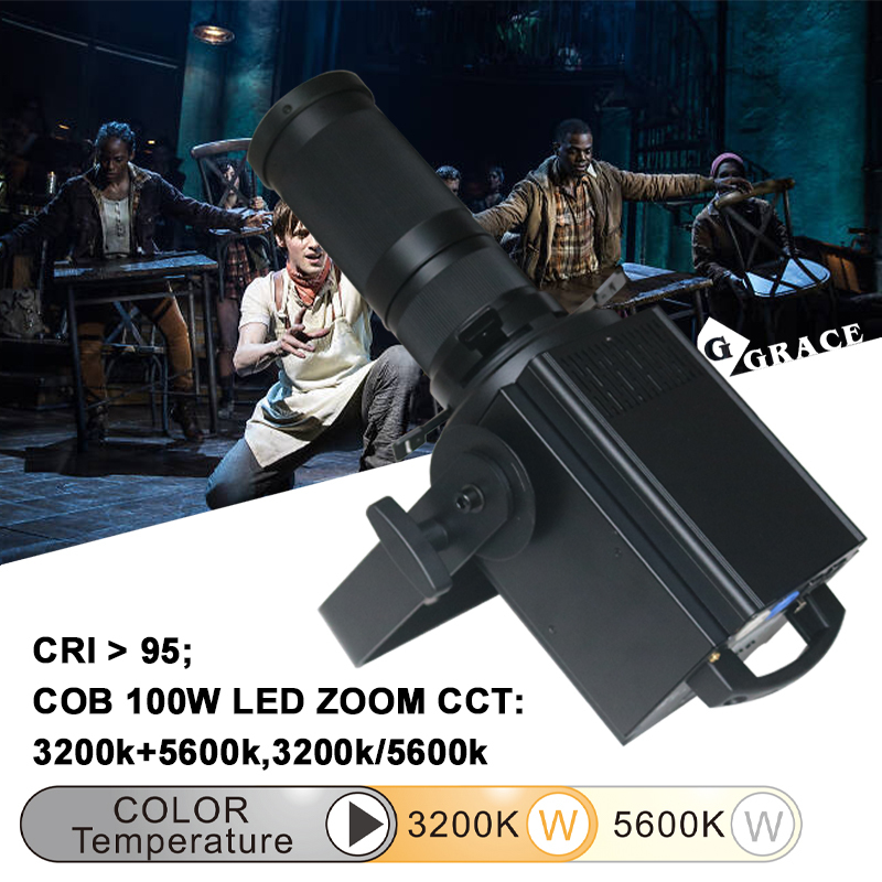 CRI>95 100W White/Warm White+Warm Amber LED Zoom Profile Spotlight PWM