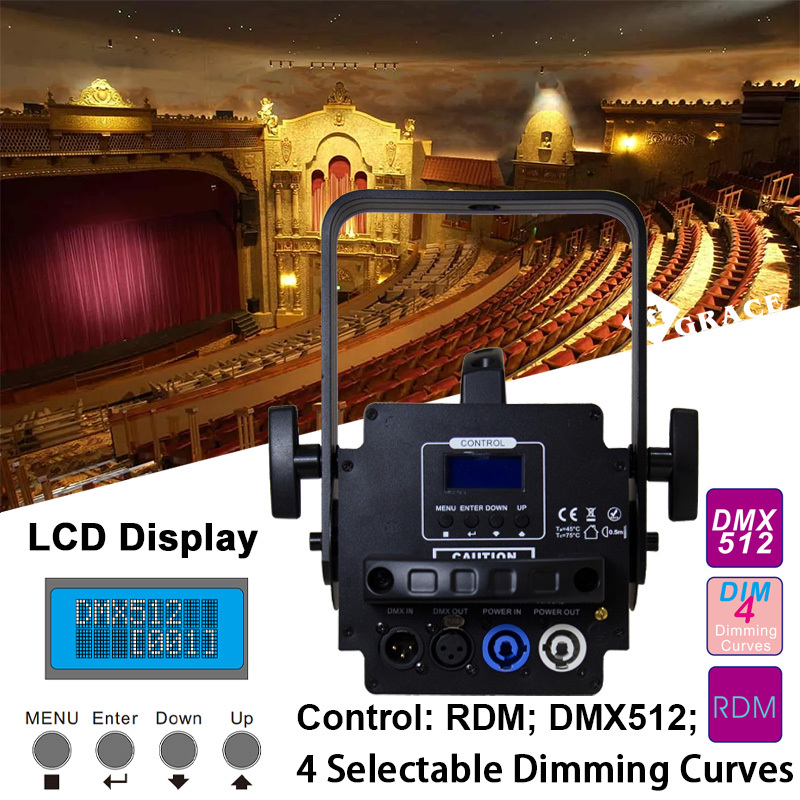 CRI>95 100W White/Warm White+Warm Amber LED Zoom Profile Spotlight PWM