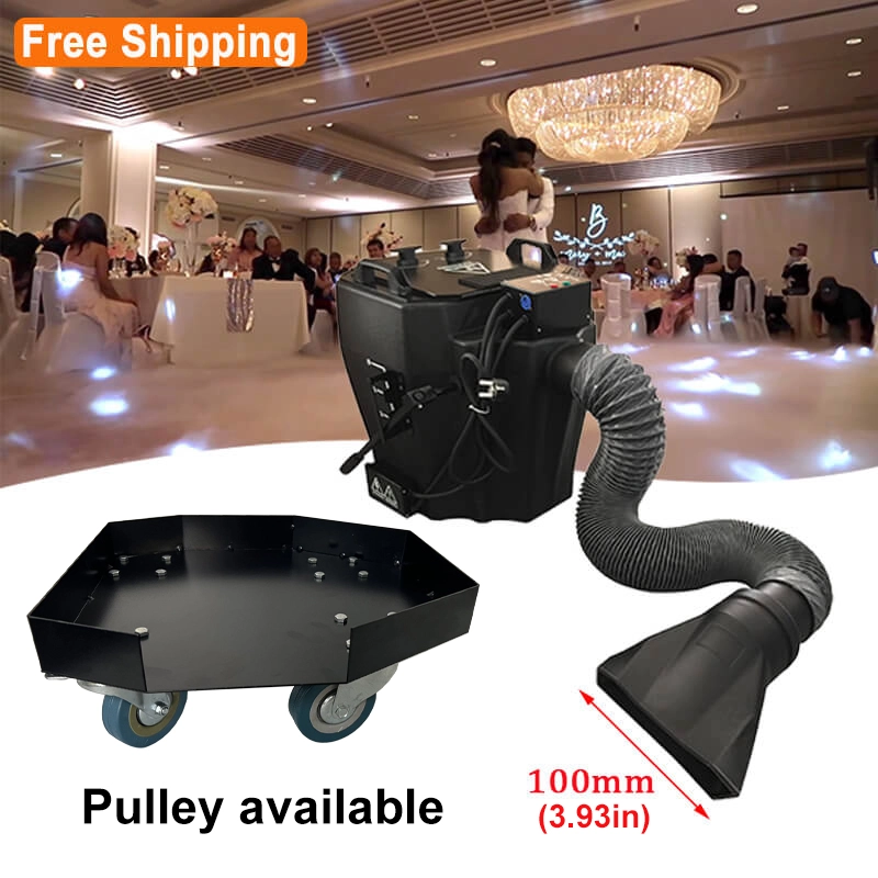 Free Shipping 6000w/3500w  low fog adjustable dry ice machine with wheeled cart.