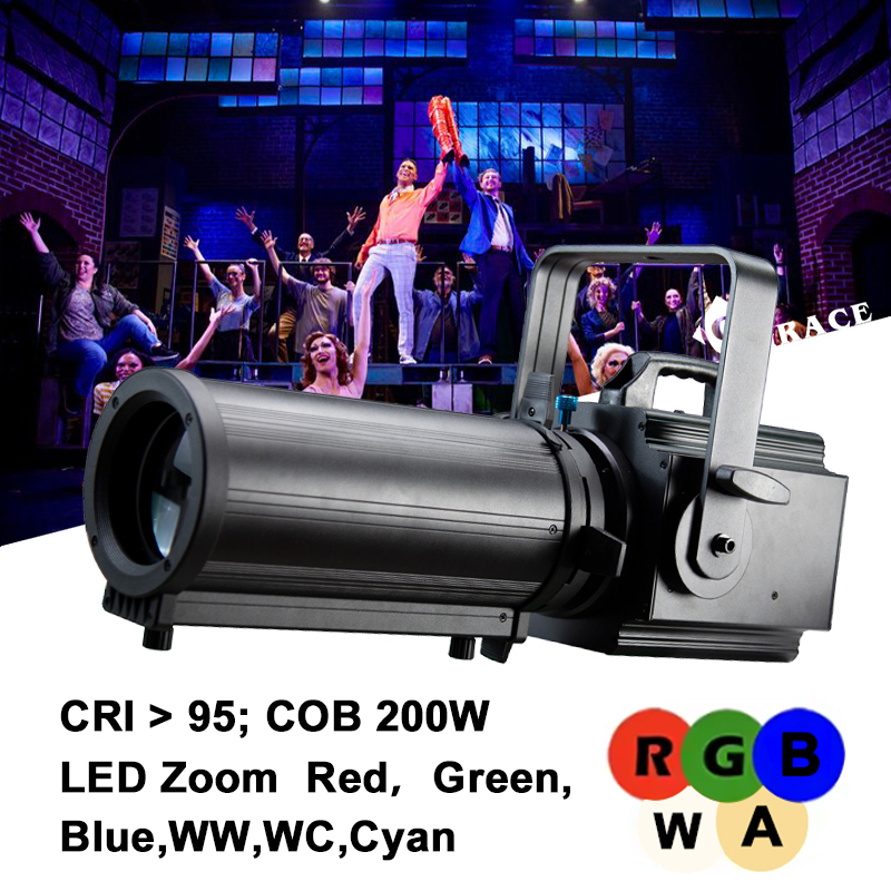 200W RGBWA 5in1 PWM Mode CRI>95 Zoom Spot Stage Light Led Spotlight