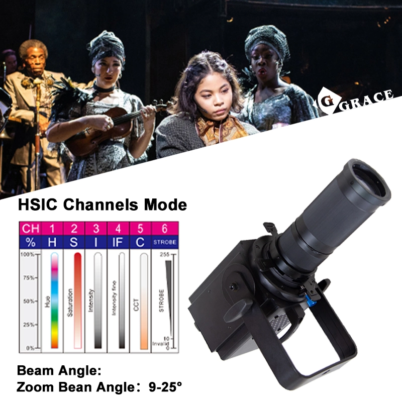 100W RGBALC 6in1 CRI>96 Zoom Studio Light PWM Led Spotlight