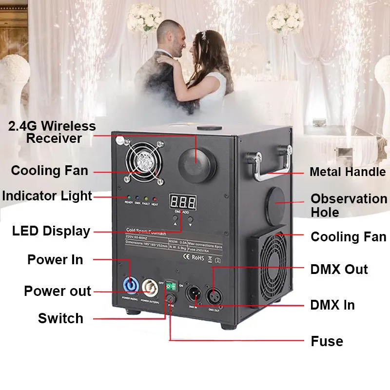 Free shipping /2pcs /650W cold spark machine packing with carton /white or black