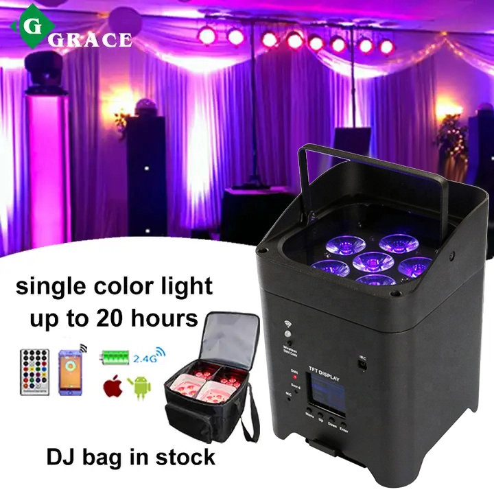 Free Shipping 18W 6in1 rgbwauv wireless battery led uplight