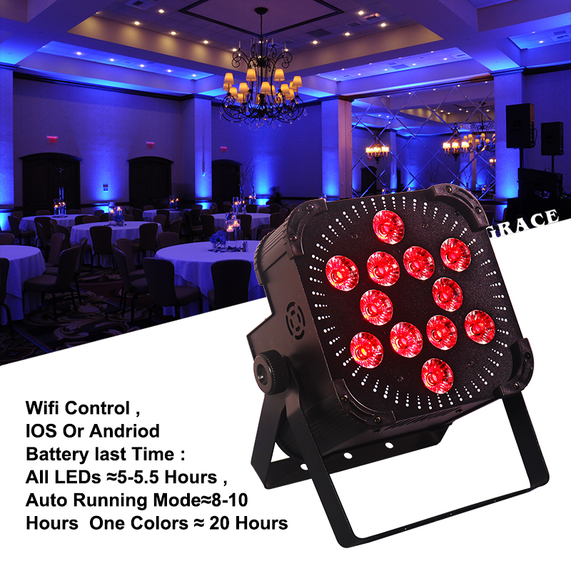 Igracelite 12*18W RGBWA UV 6in1 LCD Display 13200mAh/24000mAh Battery Powered LED Lights