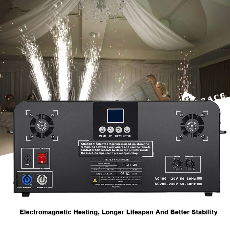 Igracelite 1800W 3 Head Cold Sparkler Fountain