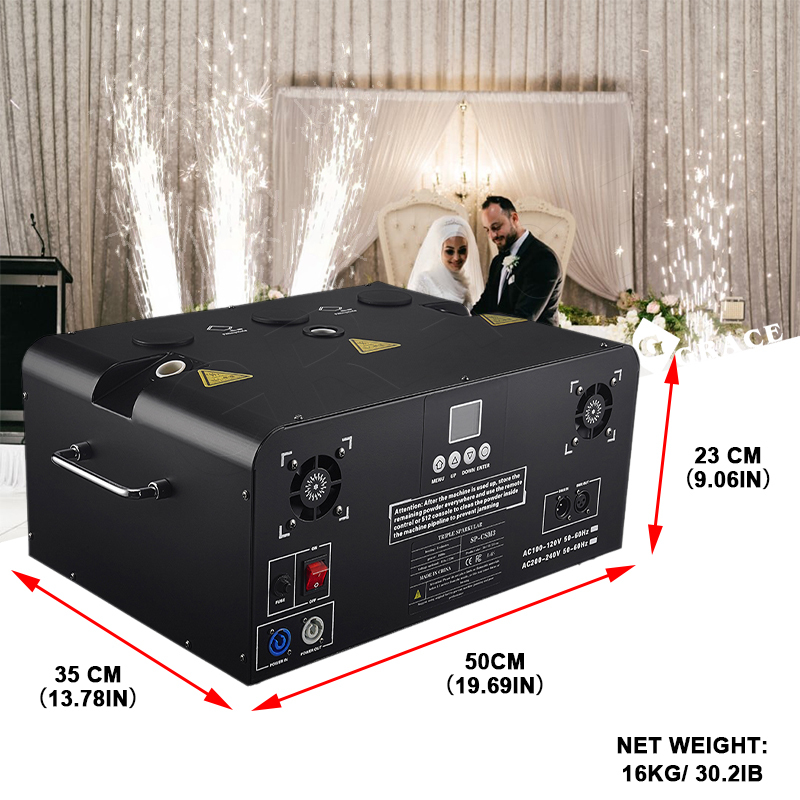 Igracelite 1800W 3 Head Cold Sparkler Fountain