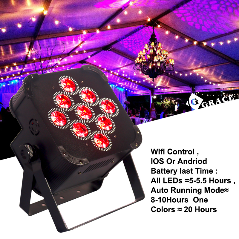 Igracelite 9*18W RGBWA UV 6in1 LCD Display 24000mAh LED Battery Par