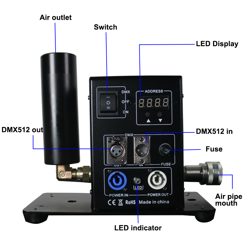 Co2 Jet Blaster Machine DMX Control Digital CO2 jet Machine CO2 Blaster cannon Jet Co2 Fog Machine for stage Lighting Effect