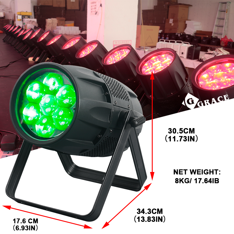 IP65 Outdoor 7*40W Stgae Light RGBW 4IN1 Zoom LED Wash Par Light