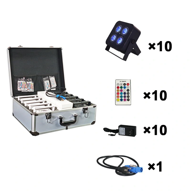 Igracelite 4*18w 5000mAh wireless app control battery LED uplights with flight case