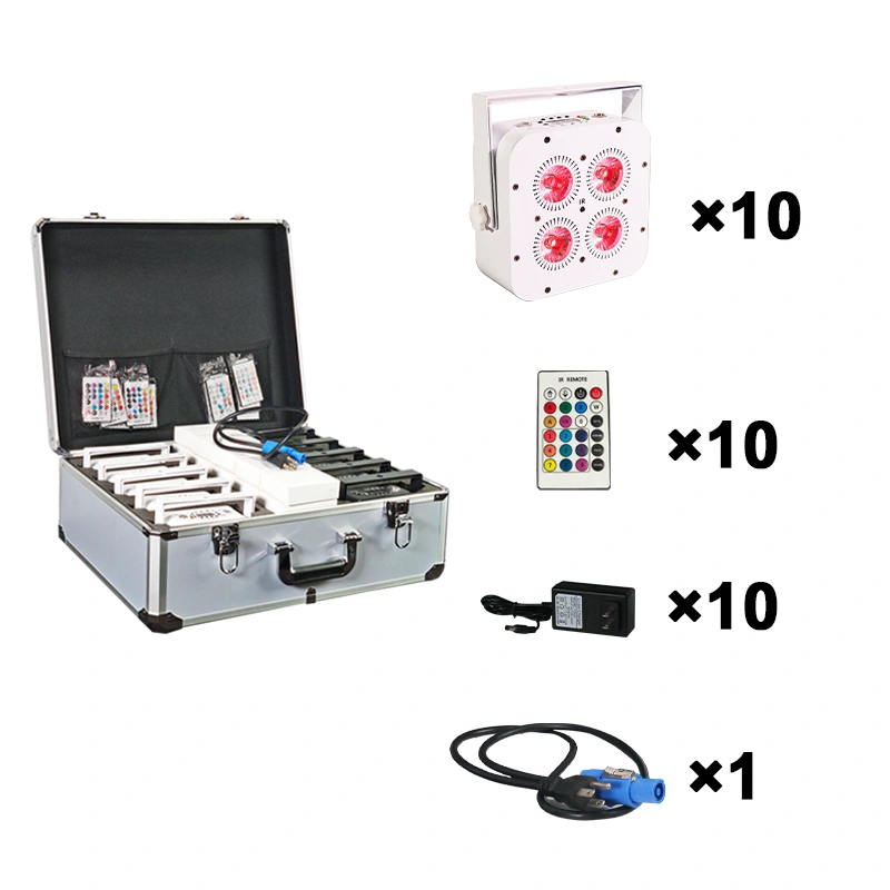 Igracelite 4*18w 5000mAh wireless app control battery LED uplights with flight case