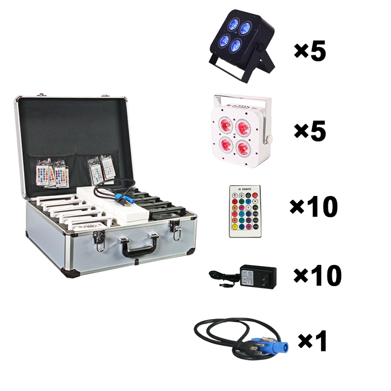 Igracelite 4*18w 5000mAh wireless app control battery LED uplights with flight case