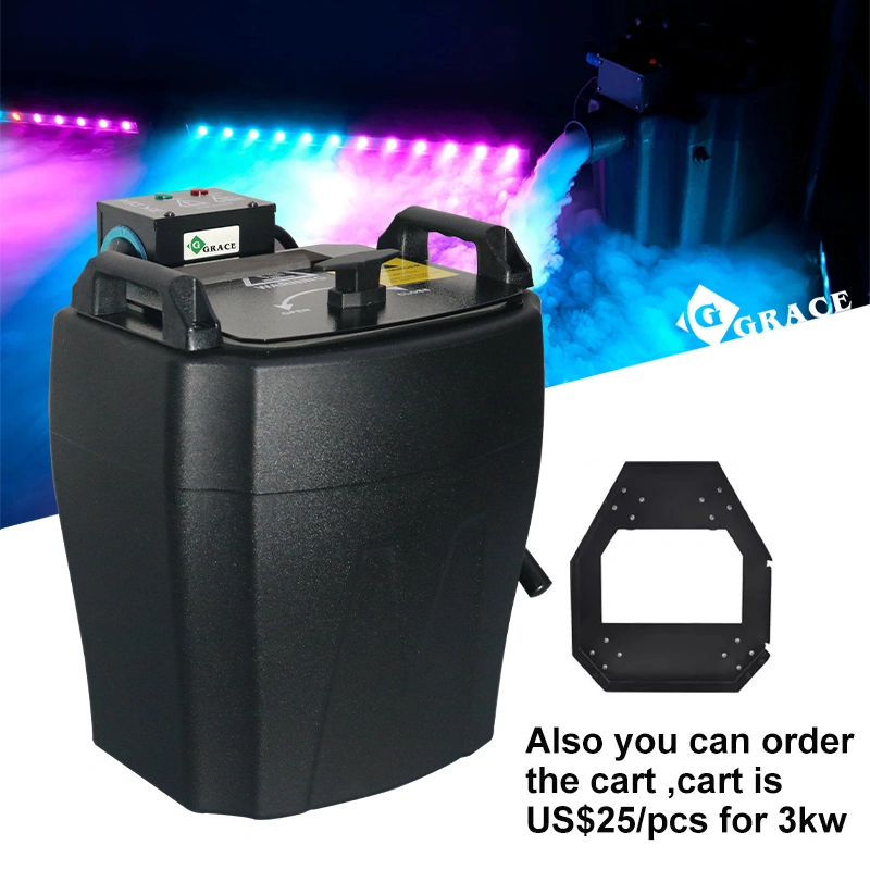 3500w dry ice machine with flightcase with mobile skateboard