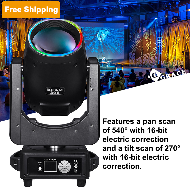 Free shipping 295w beam effect light moving head stage lights equipment professional with halo effect