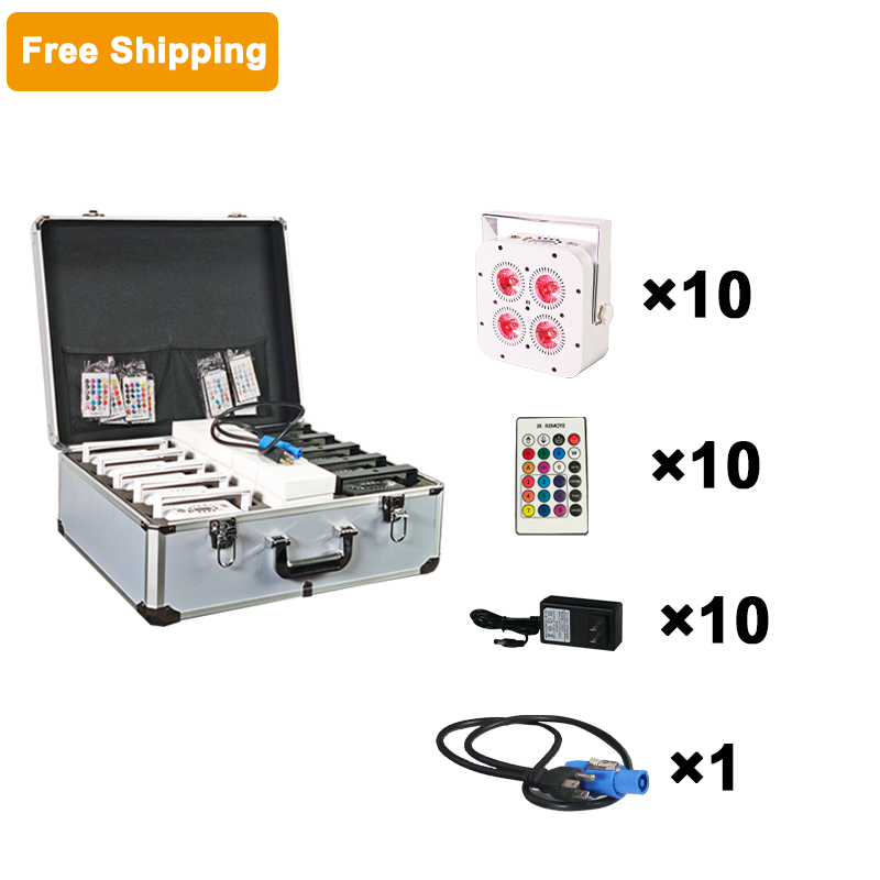 Free shipping 4*18w 5000mAh battery LED uplights wireless app control for party wedding event with flight case
