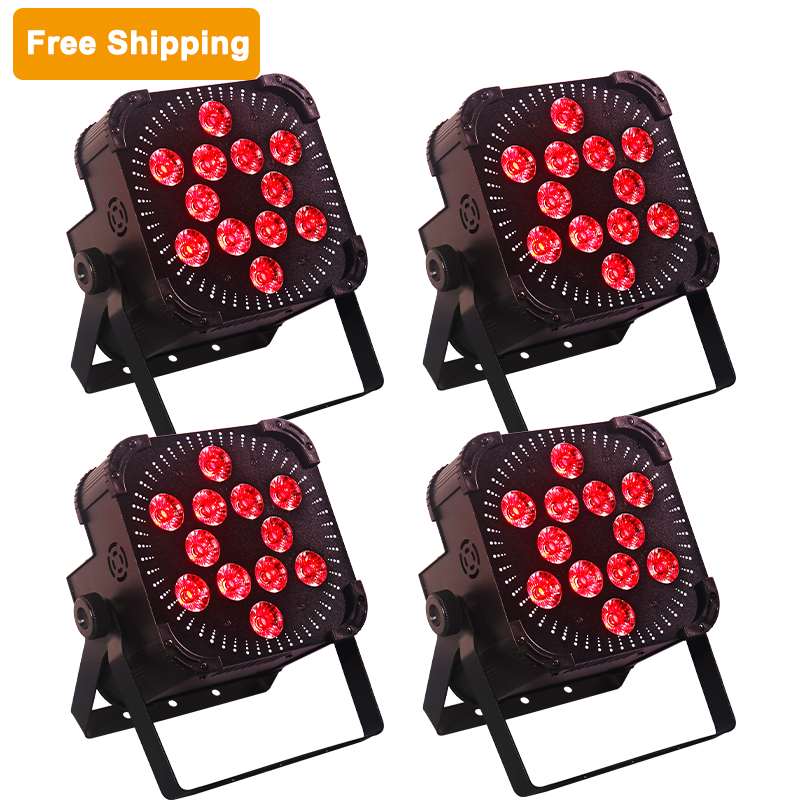 Free Shipping 12*18w 13200mAh/24000mAh rgbwauv wireless battery dmx led par lights