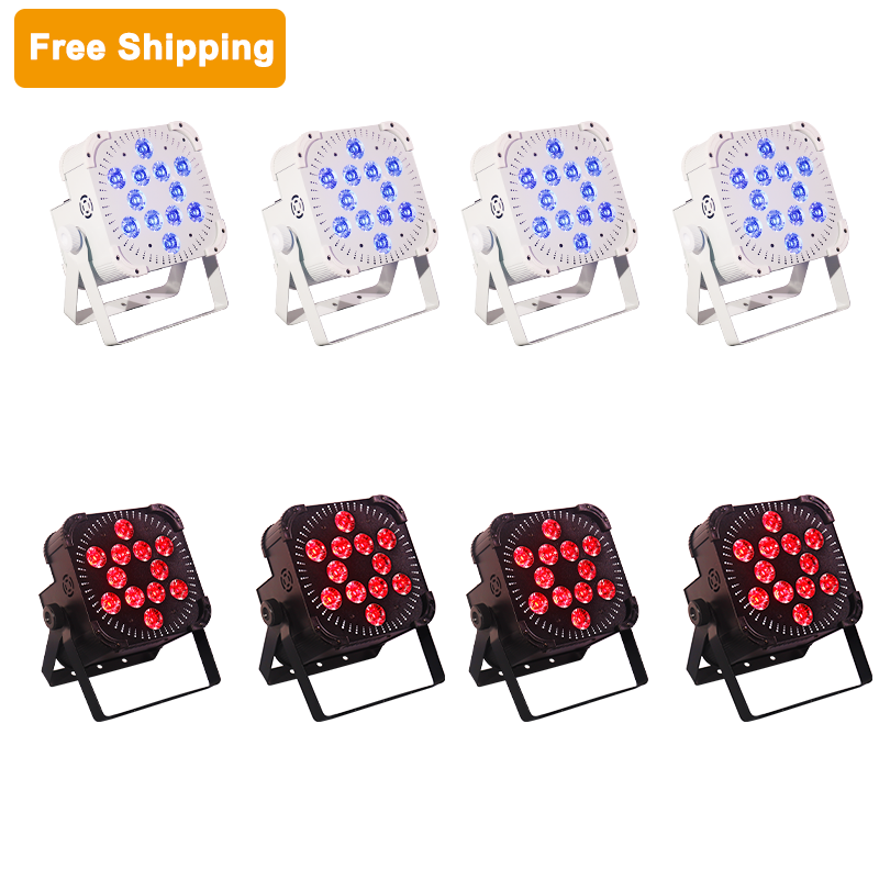 Free Shipping 12*18w rgbwauv wireless battery Dmx led par lights