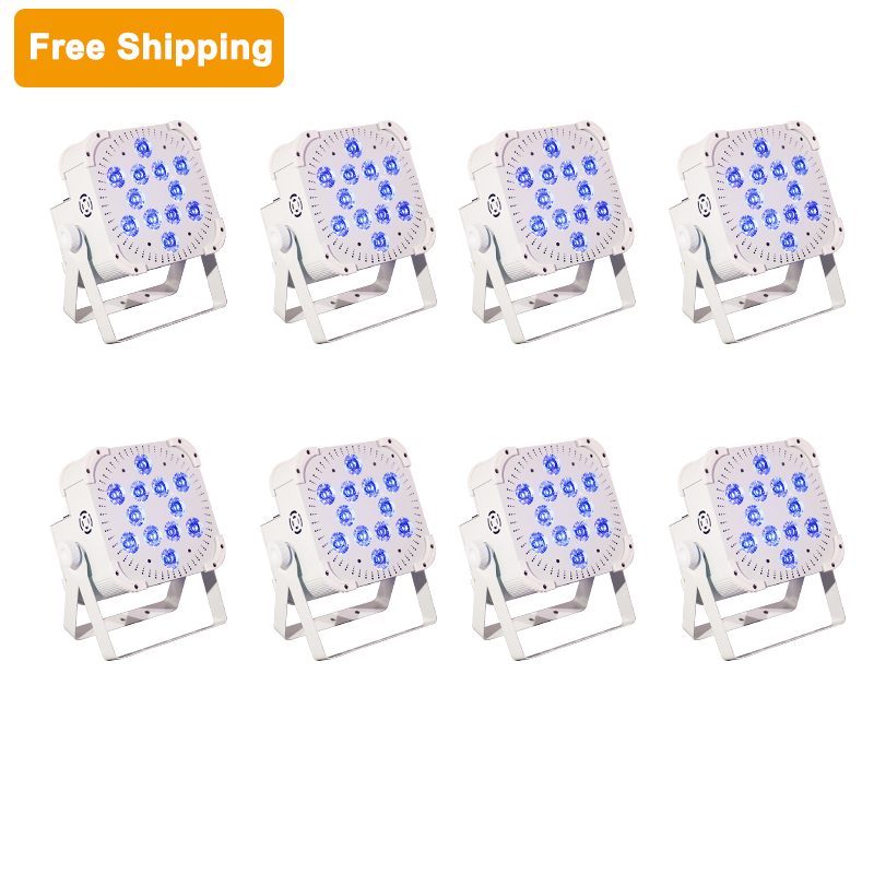 Free Shipping 12*18w rgbwauv wireless battery Dmx led par lights