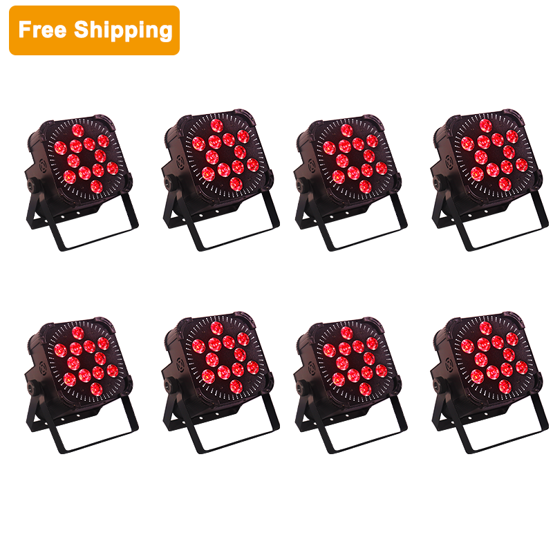 Free Shipping 12*18w rgbwauv wireless battery Dmx led par lights