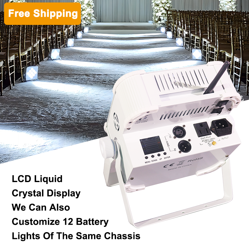 Free Shipping 12*18w rgbwauv wireless battery Dmx led par lights