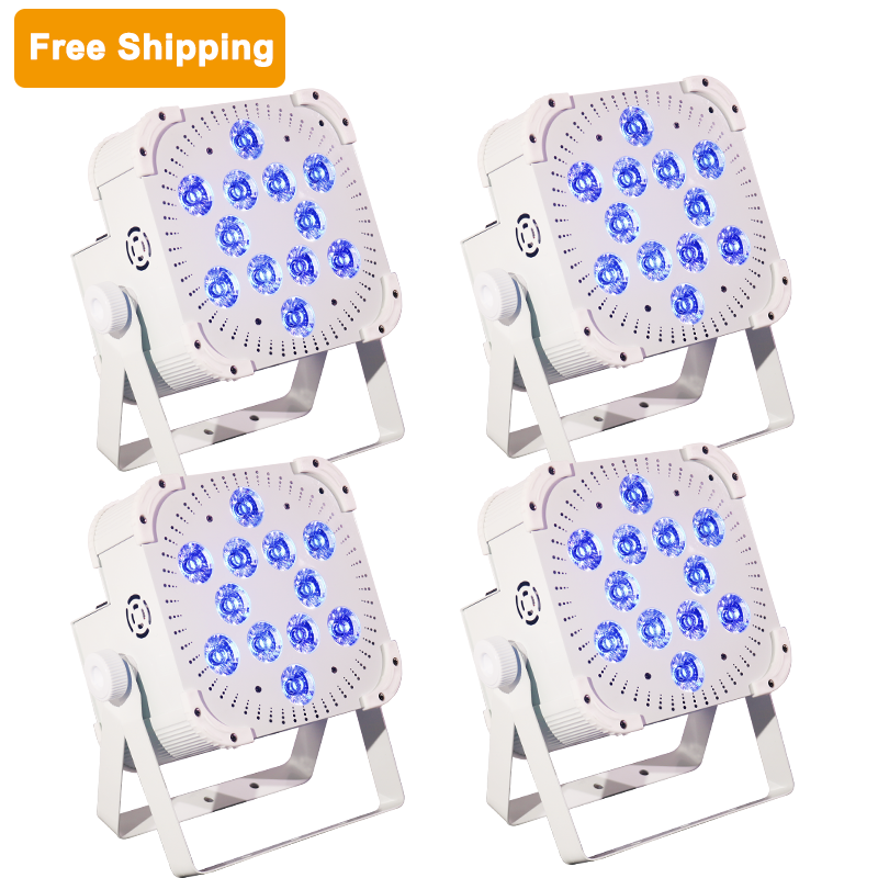 Free Shipping 12*18w 13200mAh/24000mAh rgbwauv wireless battery dmx led par lights
