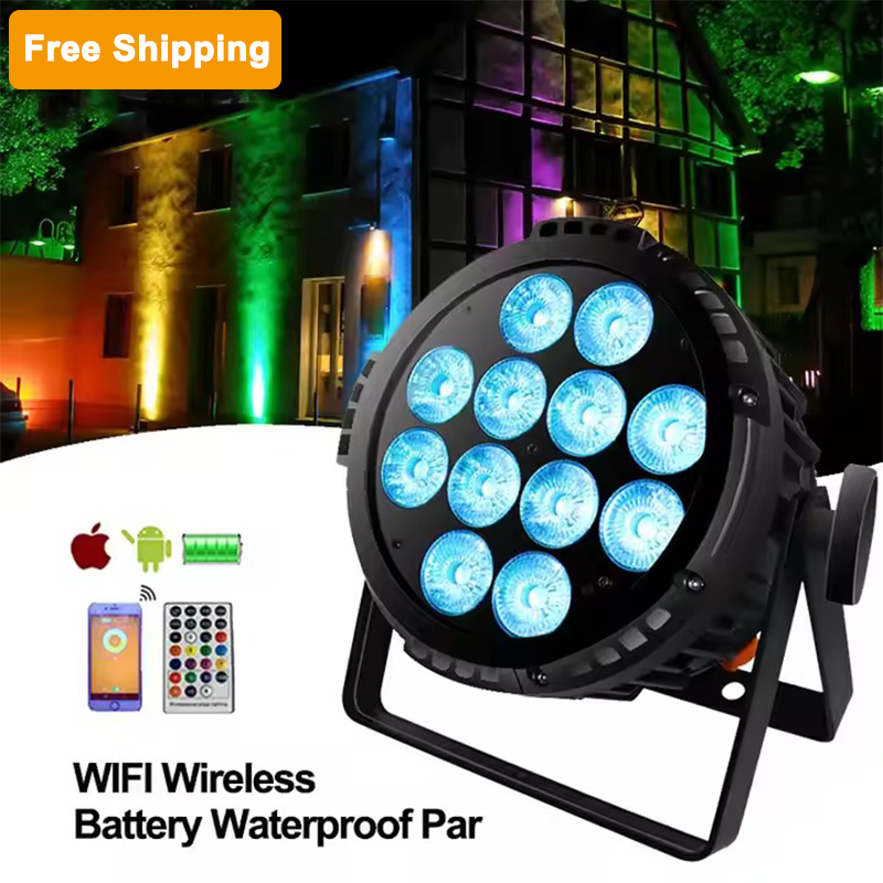 Free Shipping 4Pcs Machines+Carton Packing/6Pcs Machines+1 Flightcase IP65 12x18W Battery Par Light