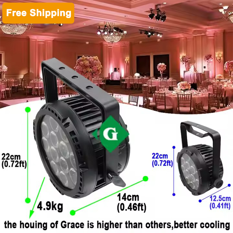 Free Shipping IP65 12x18W Battery Par Light 4Pcs Machines+Carton Packing/6Pcs Machines+1 Flightcase