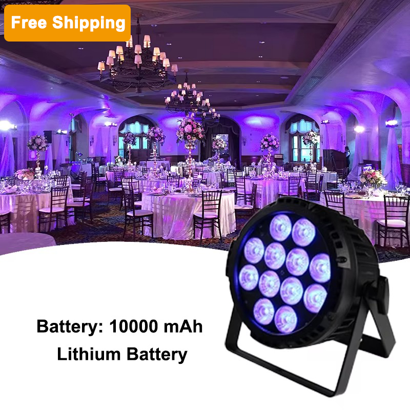 Free Shipping IP65 12x18W Battery Par Light 4Pcs Machines+Carton Packing/6Pcs Machines+1 Flightcase