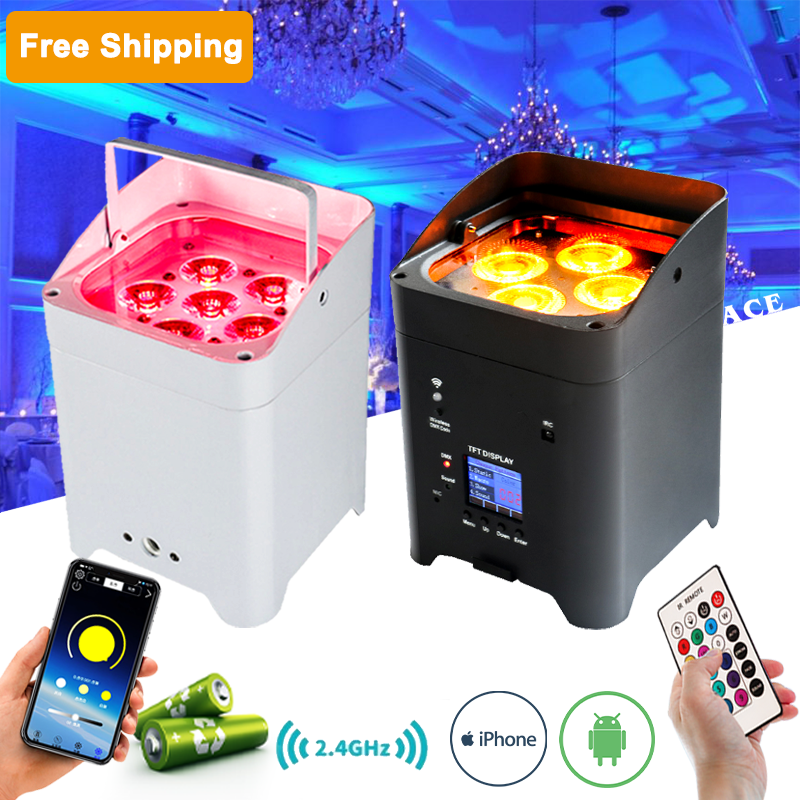 Free Shipping 18W 6in1 Rgbwauv Wireless Battery Led Uplight