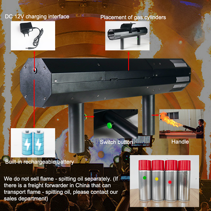 Igracelite handheld stage fire gun for party flame thrower sparkle firing machine