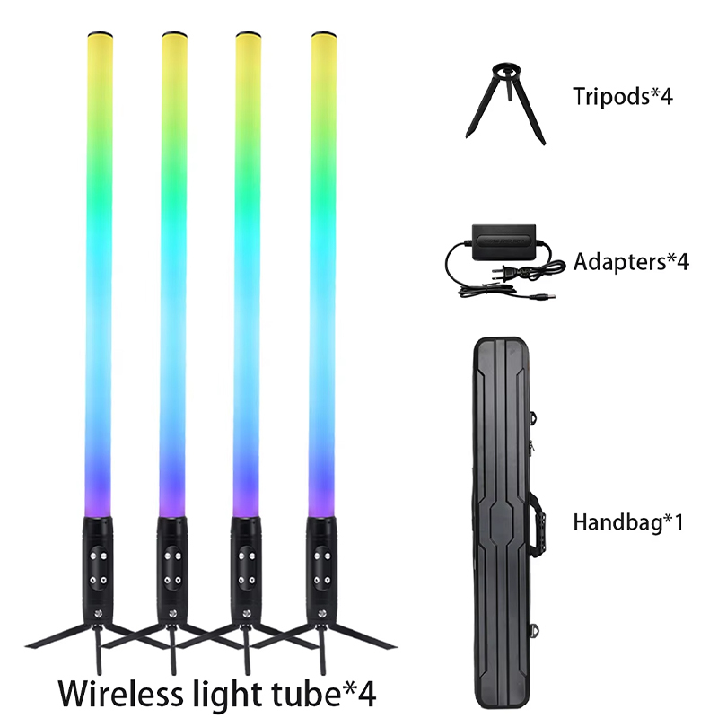 Igracelite 4pcs IP65 waterproof 360 wireless DMX wifi control pixel LED tubes battery light