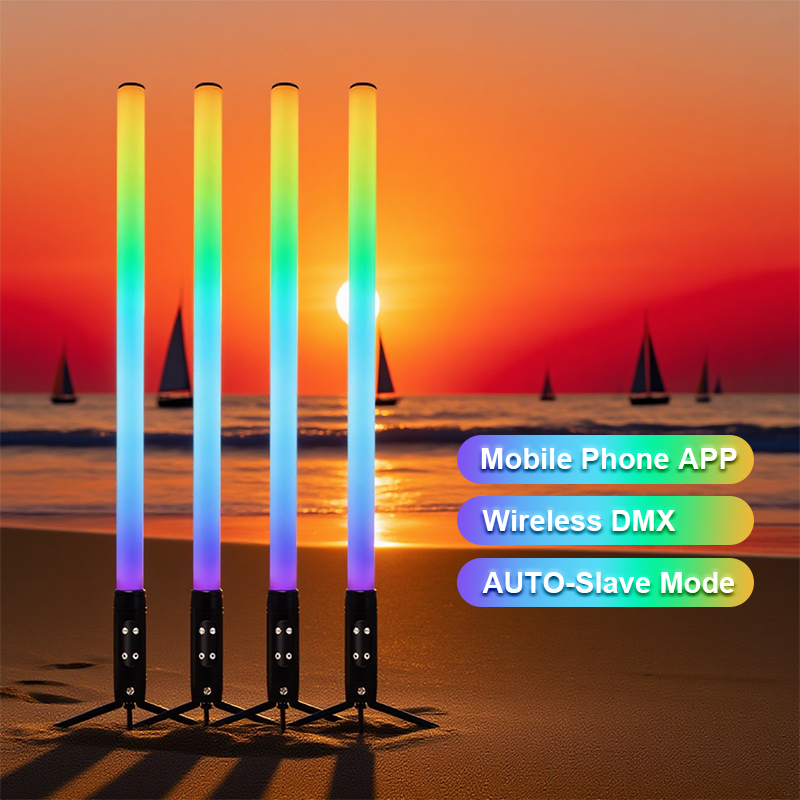 Igracelite 4pcs IP65 waterproof 360 wireless DMX wifi control pixel LED tubes battery light