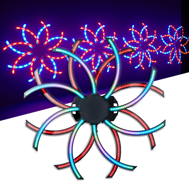 Igracelite 576 Pcs RGB LED 3-in-1 Windmill Pixel Light 360° Dual-Layer Rotating Fan Stage Lighting for DJ Club Bar Events