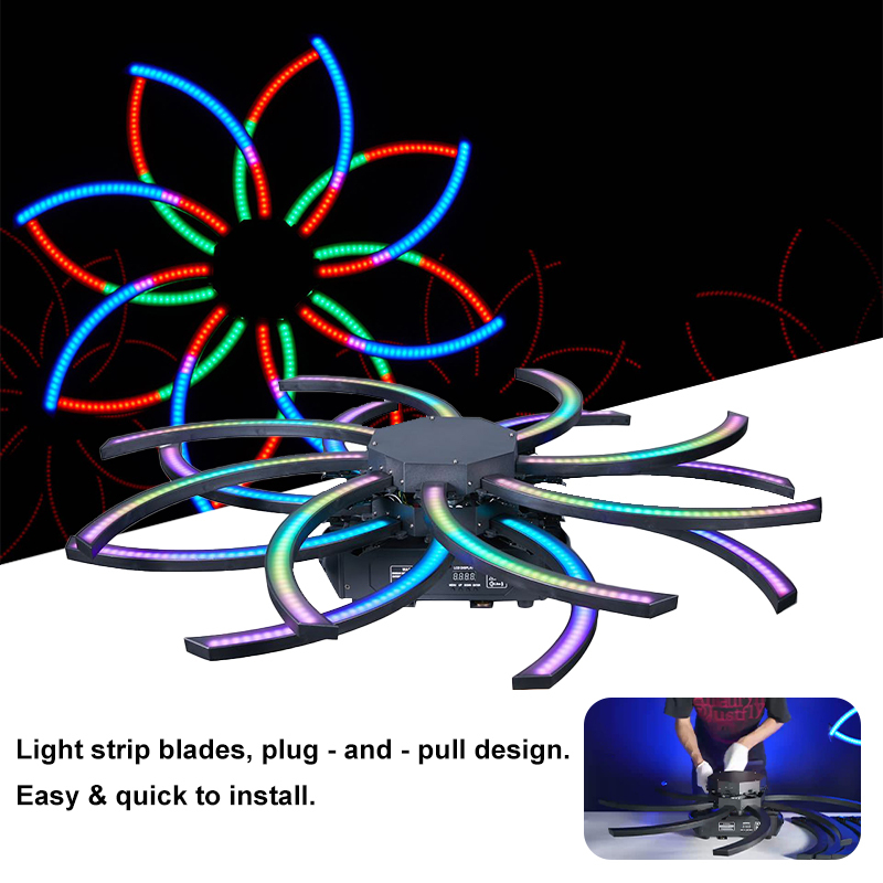 Igracelite 576 Pcs RGB LED 3-in-1 Windmill Pixel Light 360° Dual-Layer Rotating Fan Stage Lighting for DJ Club Bar Events