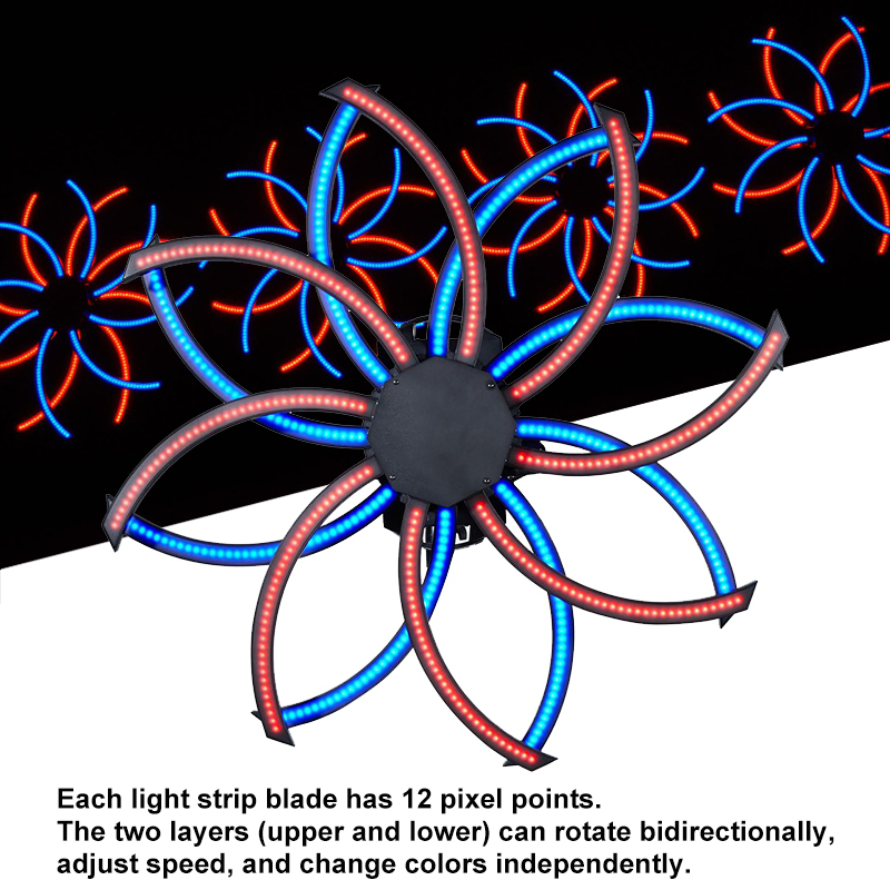 Igracelite 576 Pcs RGB LED 3-in-1 Windmill Pixel Light 360° Dual-Layer Rotating Fan Stage Lighting for DJ Club Bar Events