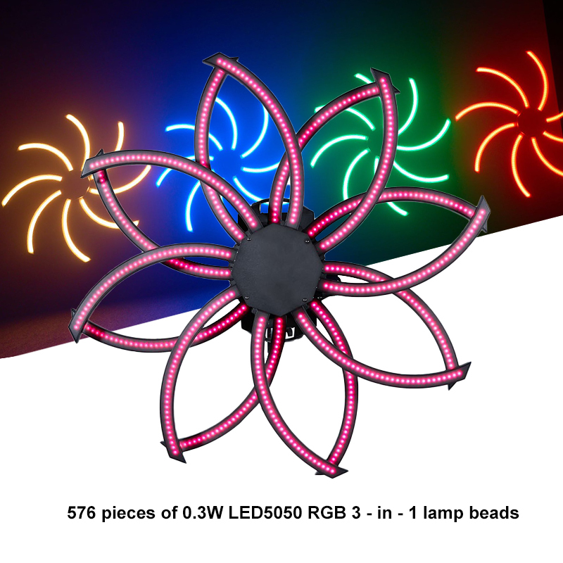Igracelite 576 Pcs RGB LED 3-in-1 Windmill Pixel Light 360° Dual-Layer Rotating Fan Stage Lighting for DJ Club Bar Events