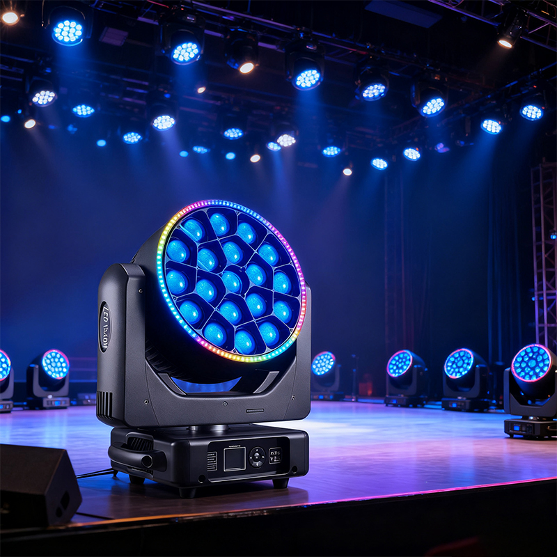 Igracelite K15 Bee Eye 19x40W RGBW 4-in-1 Zoom LED Moving Head Stage Light with Colorful Beam, LED Halo Ring for Dynamic Stage Lighting