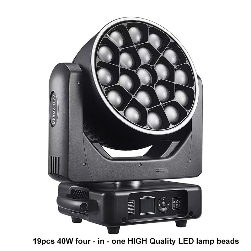 Igracelite K15 Bee Eye 19x40W RGBW 4-in-1 Zoom LED Moving Head Stage Light with Colorful Beam, LED Halo Ring for Dynamic Stage Lighting