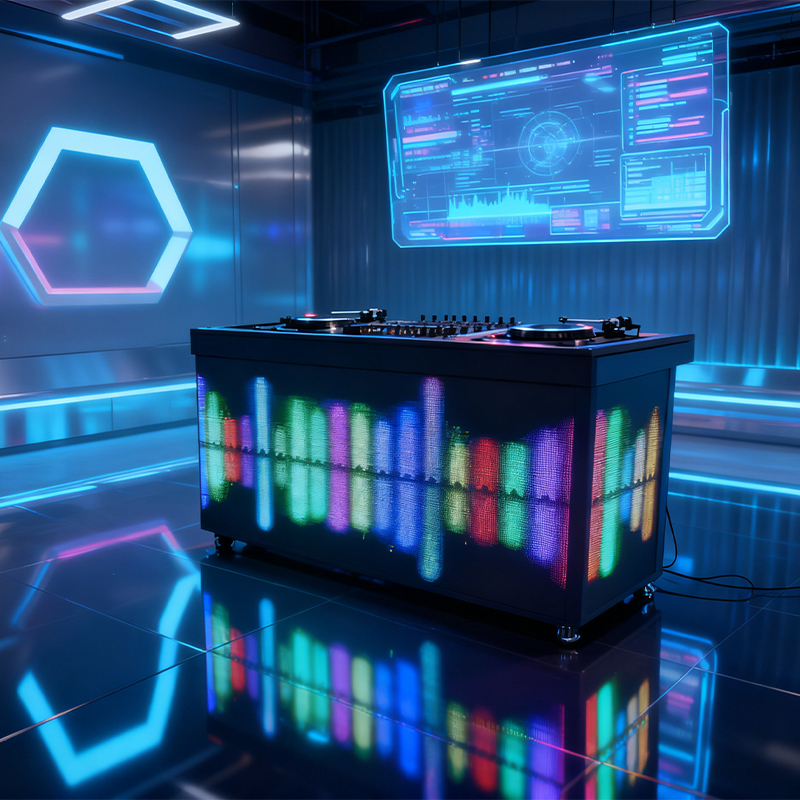 Igracelite P2.5 Indoor DJ Booth LED Display Screen: 3840Hz High Refresh Portable Video Wall for Nightclub, Mobile Front Desk Screen with Wheels & Storage, Full Color Stage Display for Wedding & Event